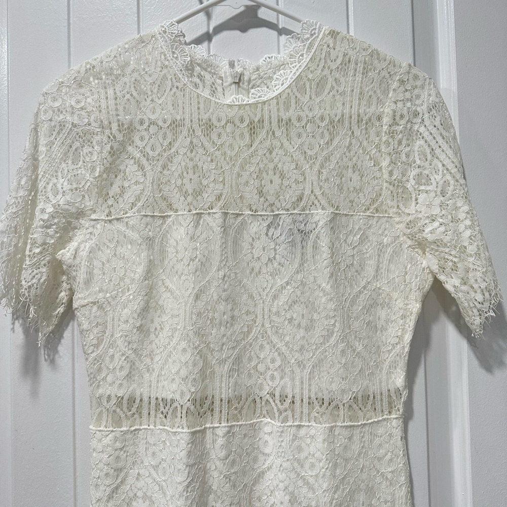 Lulu’s White Lace Short Sleeve Midi Dress - Picture 6 of 12